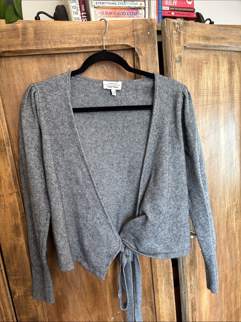 & Other Stories Gray Tie-Front V-Neck Cardigan Sweater